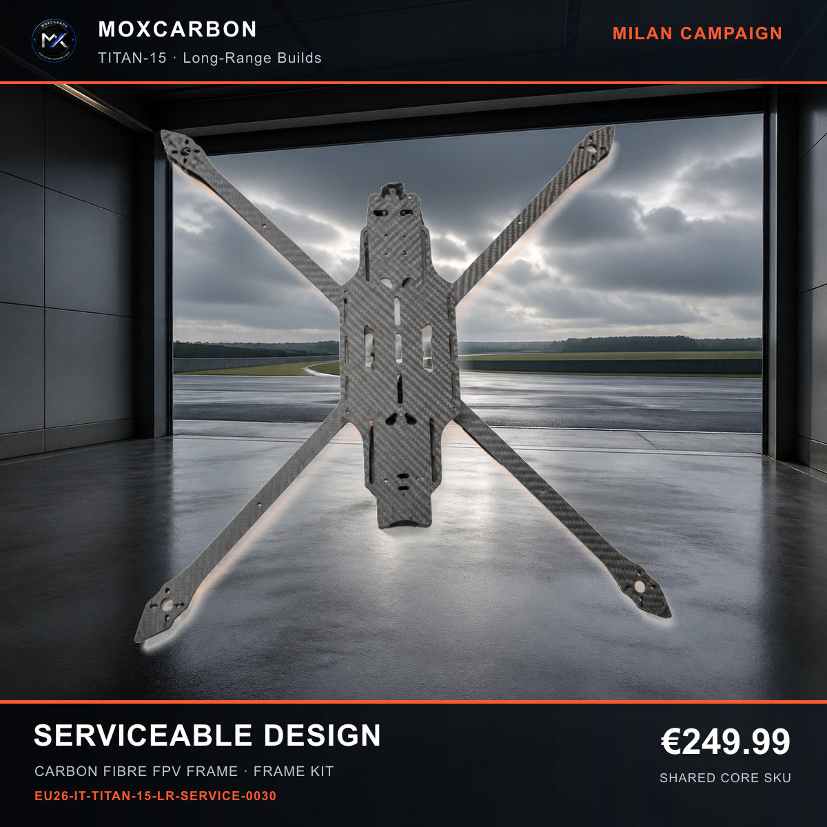 MOX MARK4 Titan GOW 15-Inch Carbon Fibre FPV Frame — Milan Serviceable Design 0030 product image