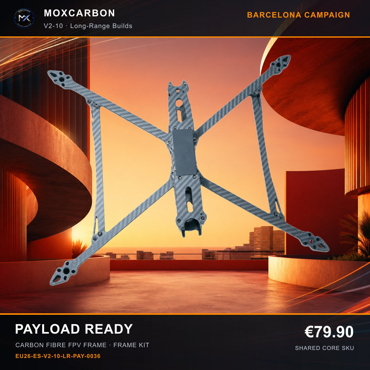MOX MARK4 V2 10-Inch Carbon Fibre FPV Frame — Barcelona Payload Ready 0036 product image