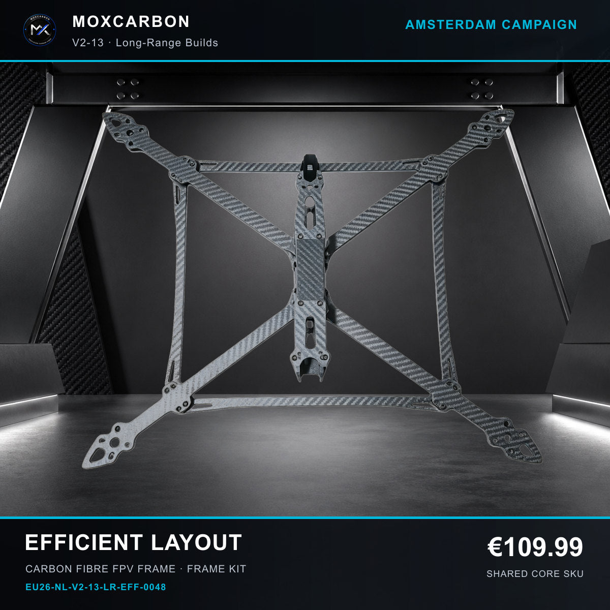 MOX MARK4 V2 13-Inch Carbon Fibre FPV Frame — Amsterdam Efficient Layout 0048 product image