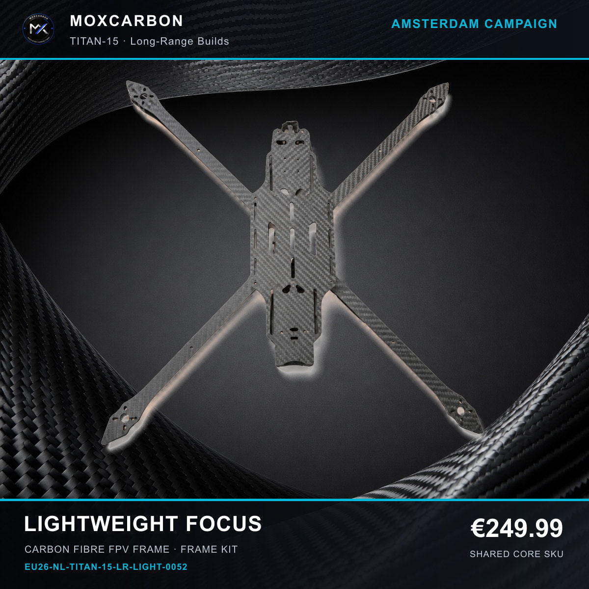 MOX MARK4 Titan GOW 15-Inch Carbon Fibre FPV Frame — Amsterdam Lightweight Focus 0052 product image
