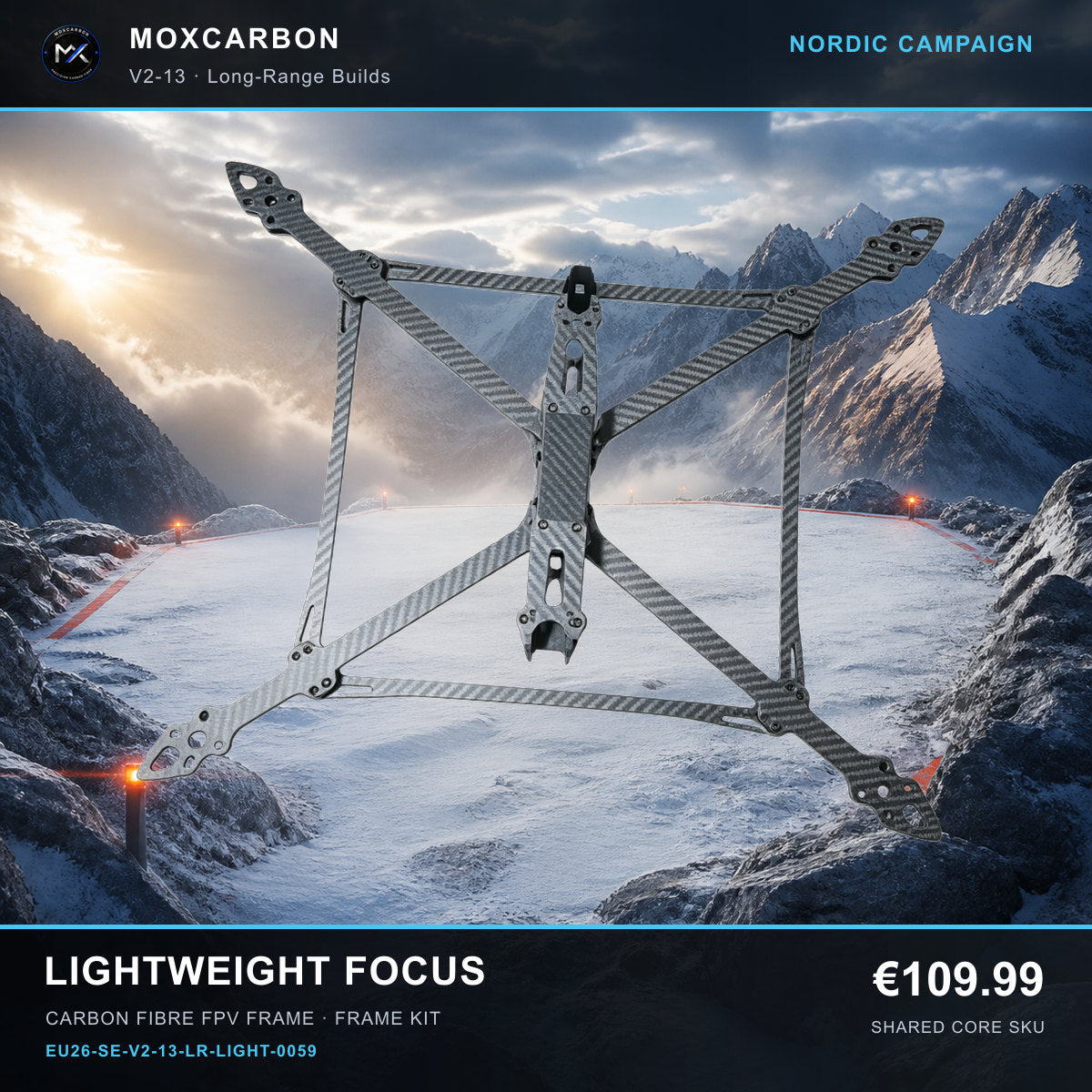 MOX MARK4 V2 13-Inch Carbon Fibre FPV Frame — Nordic Lightweight Focus 0059 product image