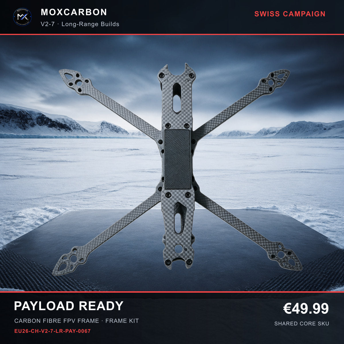 MOX MARK4 V2 7-Inch Carbon Fibre FPV Frame — Swiss Payload Ready 0067 product image