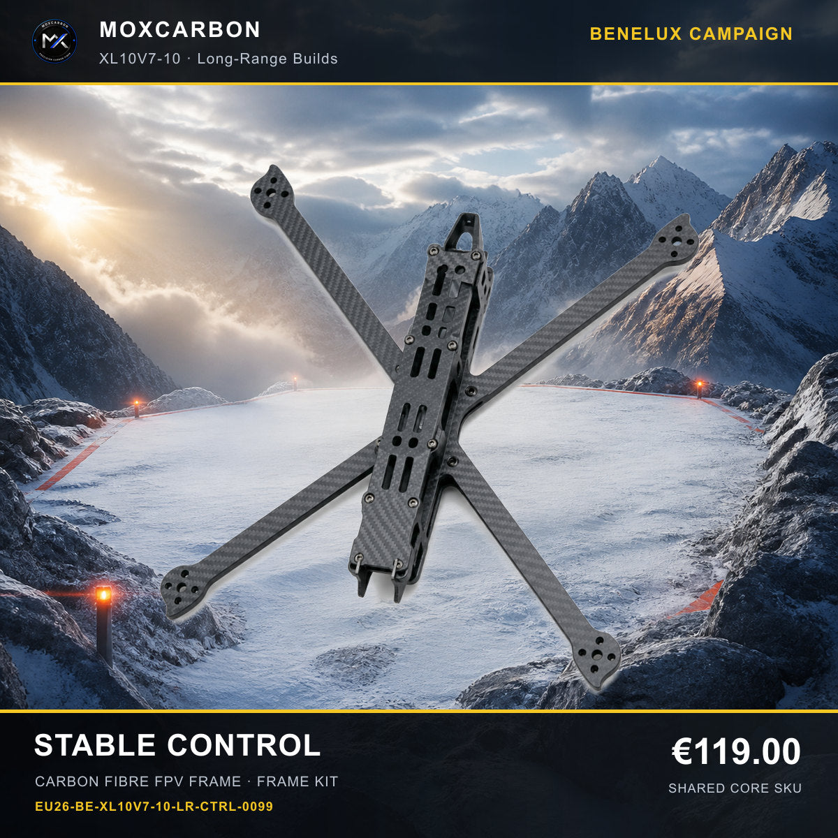 MOX XL10V7 10-Inch Carbon Fibre FPV Frame — Benelux Stable Control 0099 product image