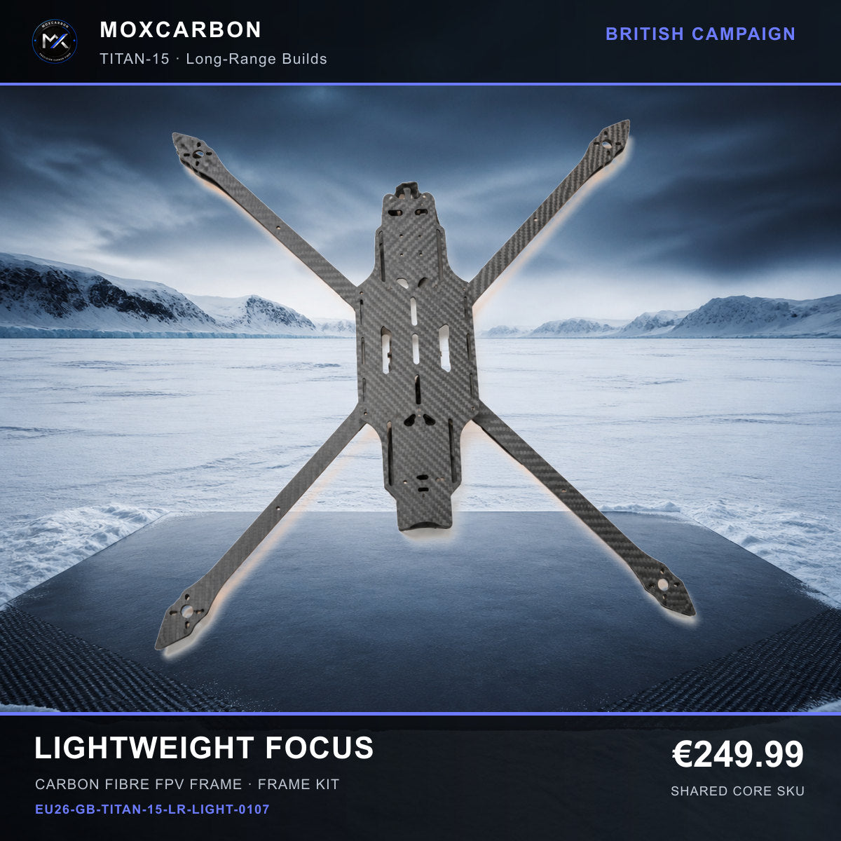 MOX MARK4 Titan GOW 15-Inch Carbon Fibre FPV Frame — British Lightweight Focus 0107 product image