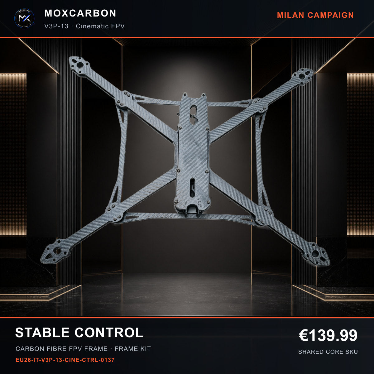 MOX MARK4 V3 Pro 13-Inch Carbon Fibre FPV Frame — Milan Stable Control 0137 product image