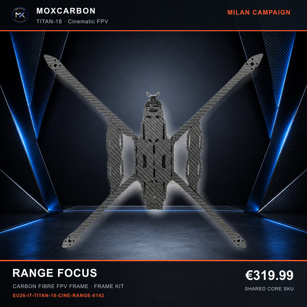 MOX MARK4 Titan GOW 18-Inch Carbon Fibre FPV Frame — Milan Range Focus 0142 product image