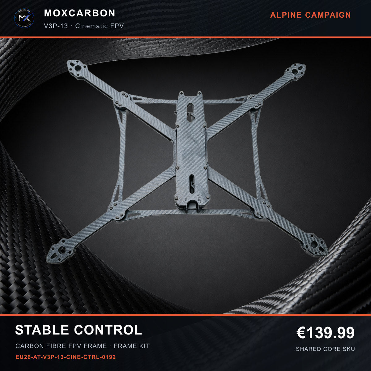 MOX MARK4 V3 Pro 13-Inch Carbon Fibre FPV Frame — Alpine Stable Control 0192 product image