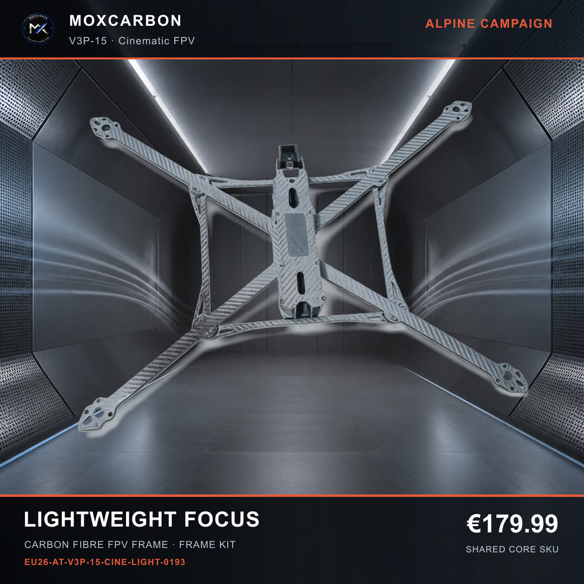 MOX MARK4 V3 Pro 15-Inch Carbon Fibre FPV Frame — Alpine Lightweight Focus 0193 product image