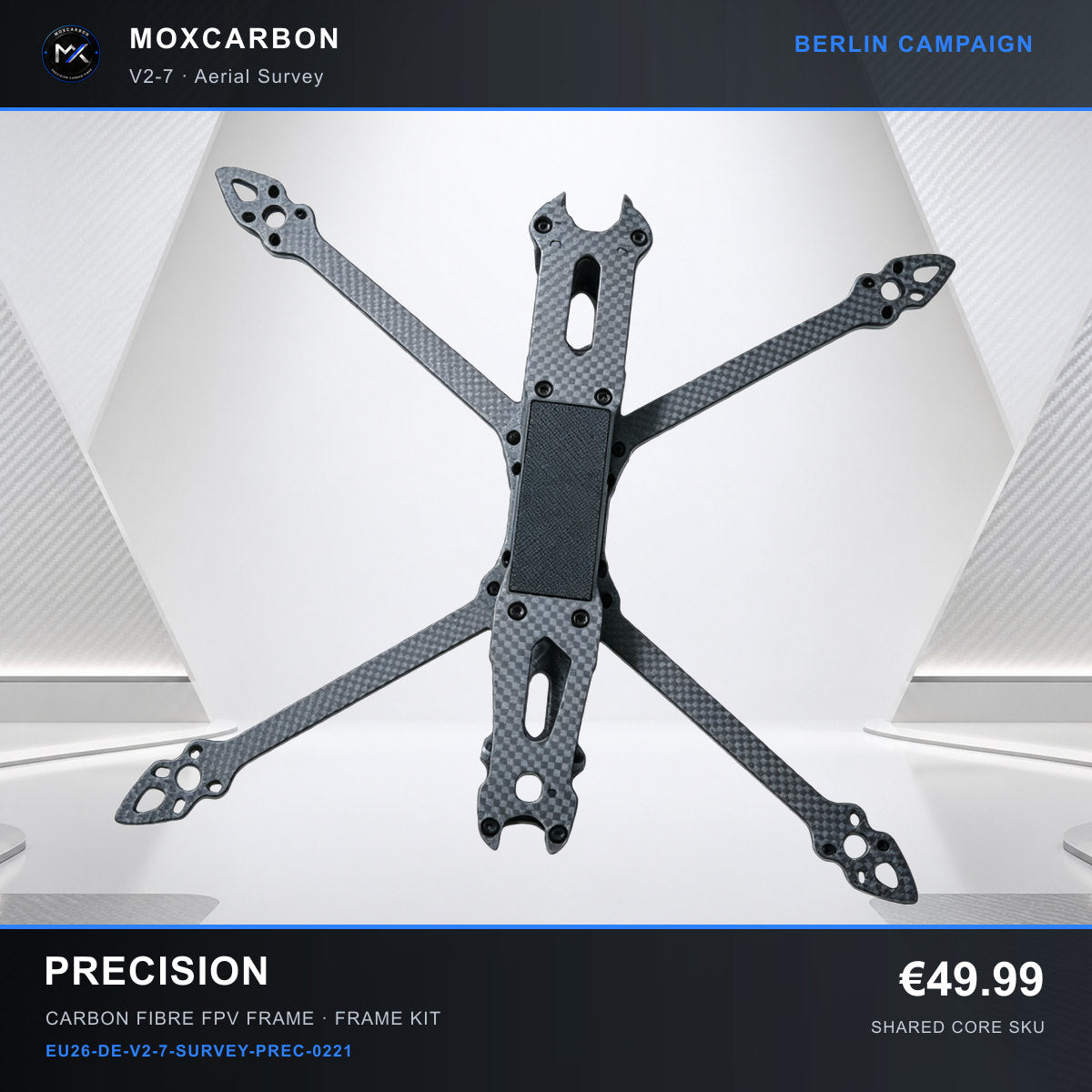 MOX MARK4 V2 7-Inch Carbon Fibre FPV Frame — Berlin Precision 0221 product image