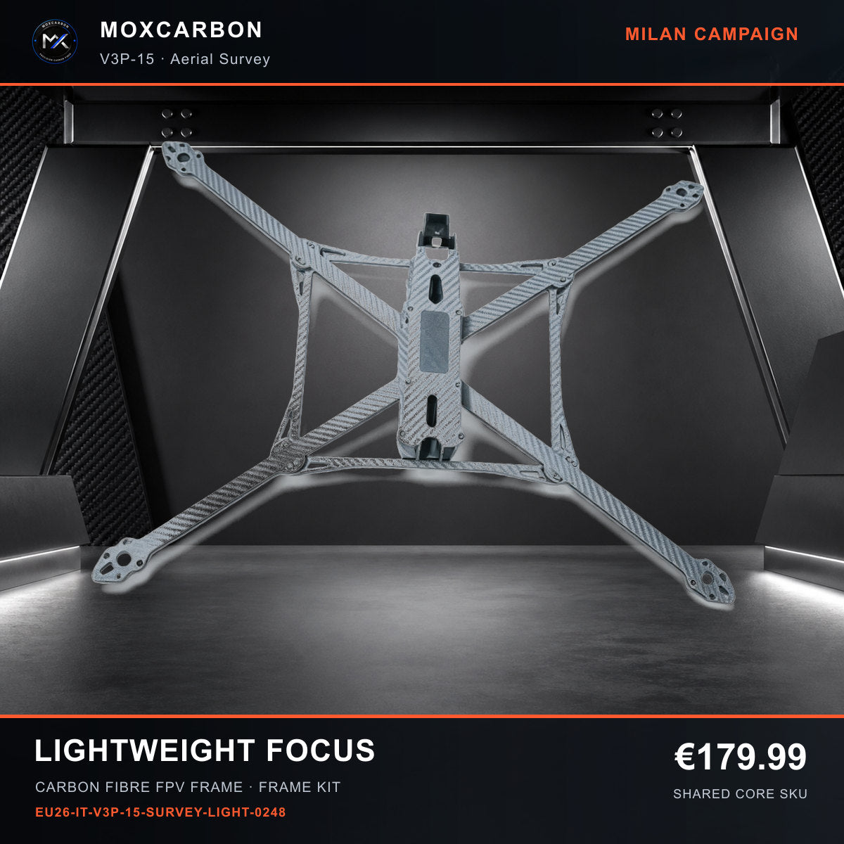 MOX MARK4 V3 Pro 15-Inch Carbon Fibre FPV Frame — Milan Lightweight Focus 0248 product image
