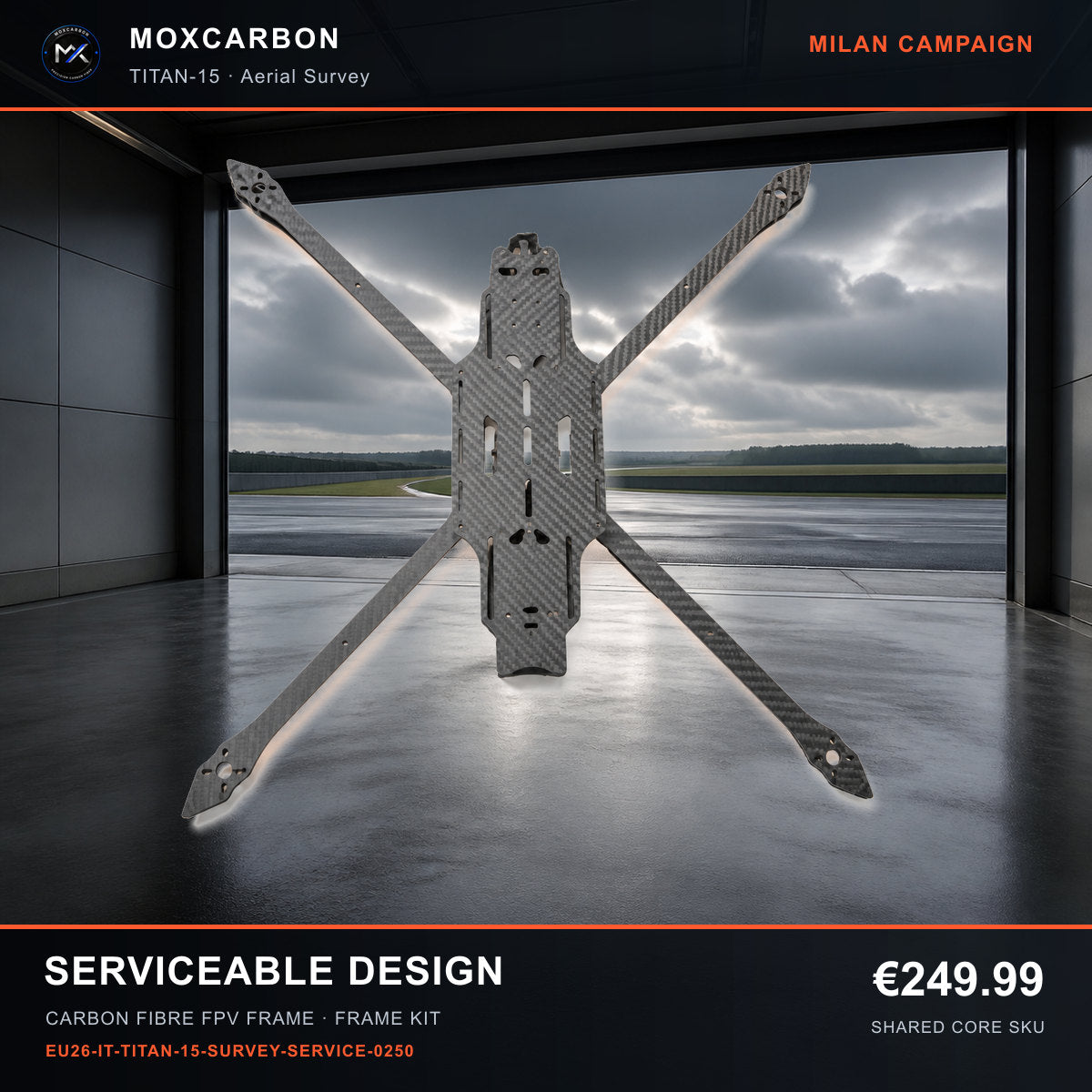 MOX MARK4 Titan GOW 15-Inch Carbon Fibre FPV Frame — Milan Serviceable Design 0250 product image