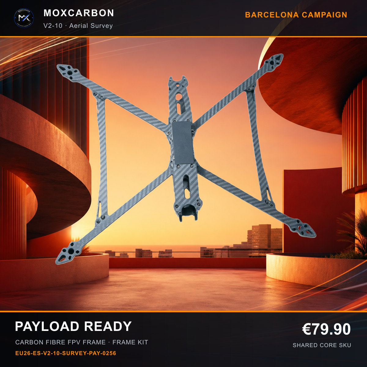 MOX MARK4 V2 10-Inch Carbon Fibre FPV Frame — Barcelona Payload Ready 0256 product image