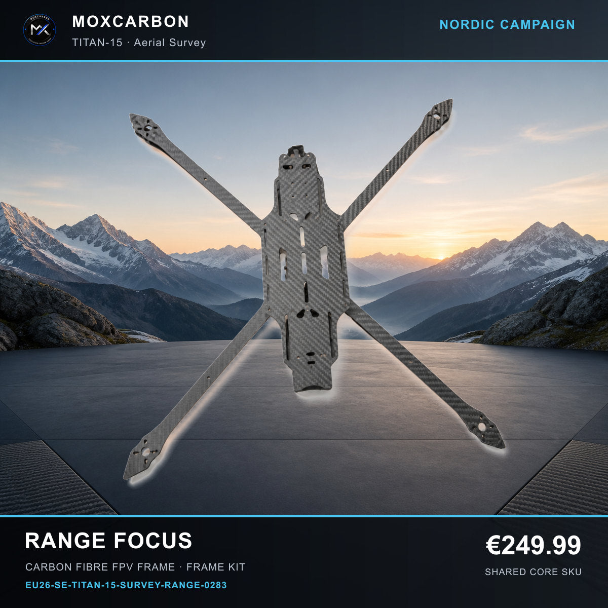 MOX MARK4 Titan GOW 15-Inch Carbon Fibre FPV Frame — Nordic Range Focus 0283 product image