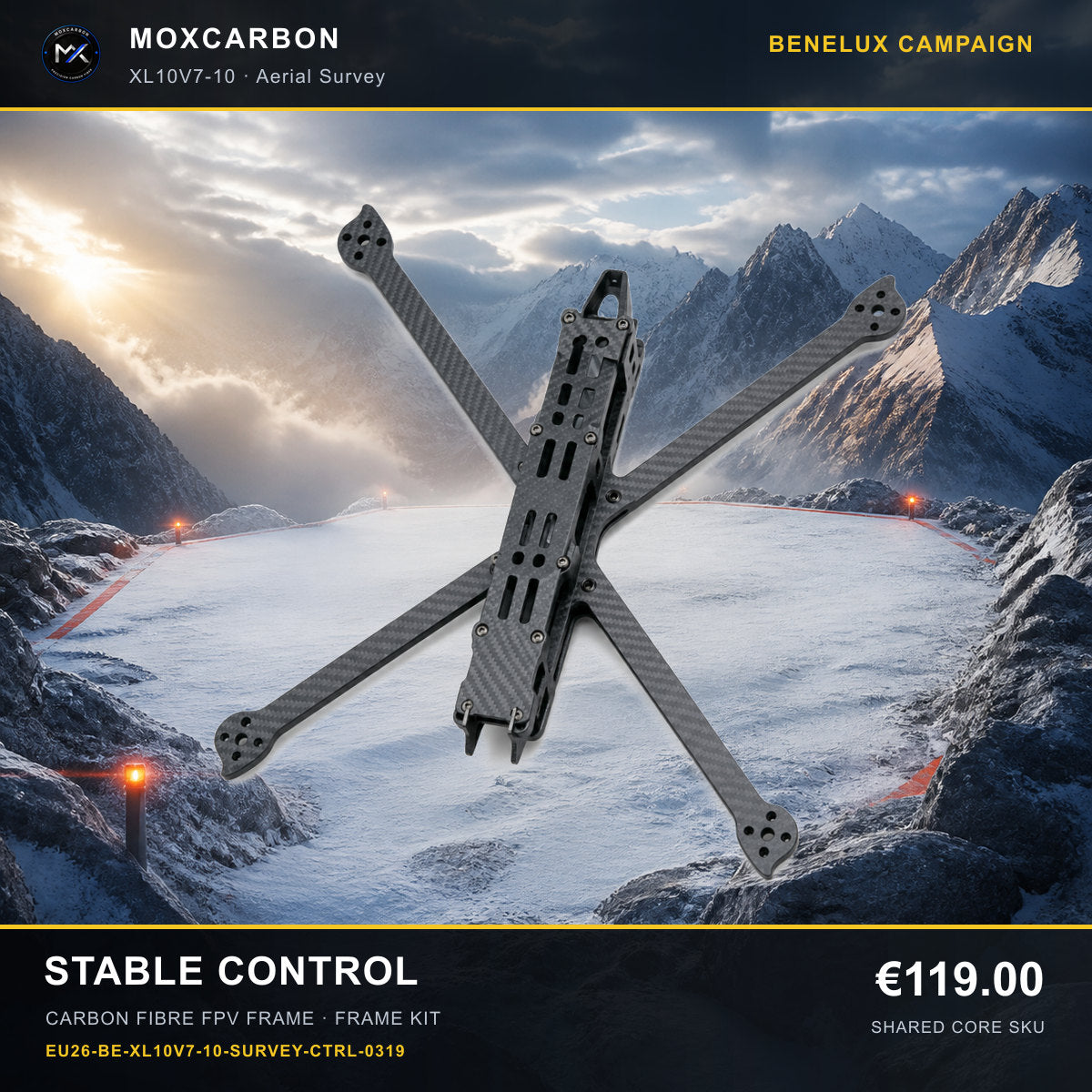 MOX XL10V7 10-Inch Carbon Fibre FPV Frame — Benelux Stable Control 0319 product image