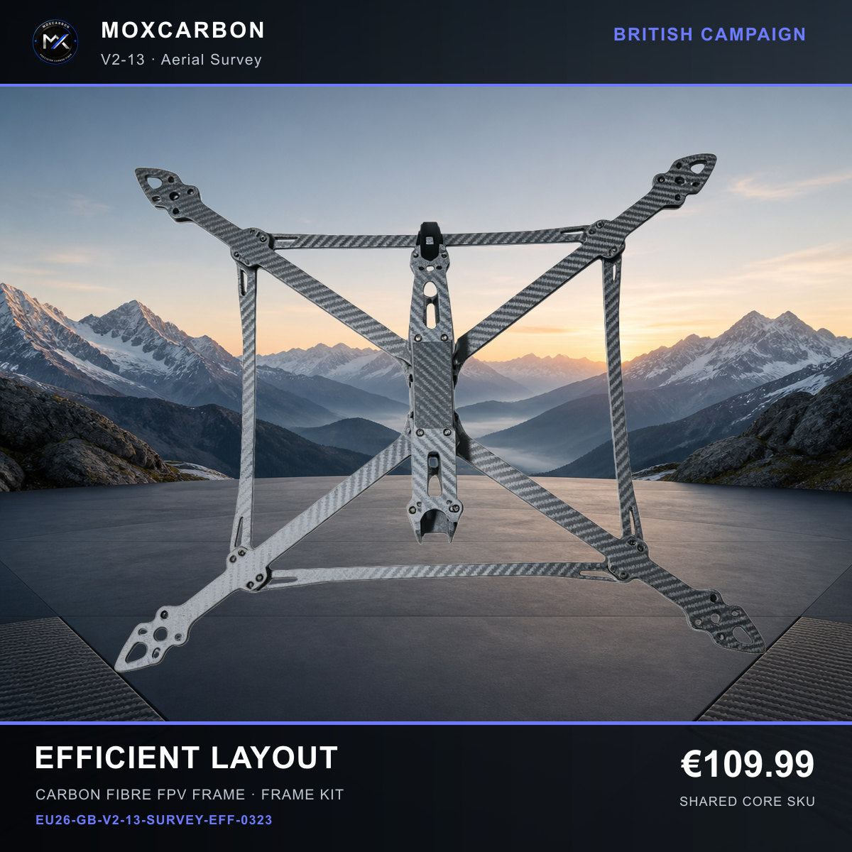 MOX MARK4 V2 13-Inch Carbon Fibre FPV Frame — British Efficient Layout 0323 product image