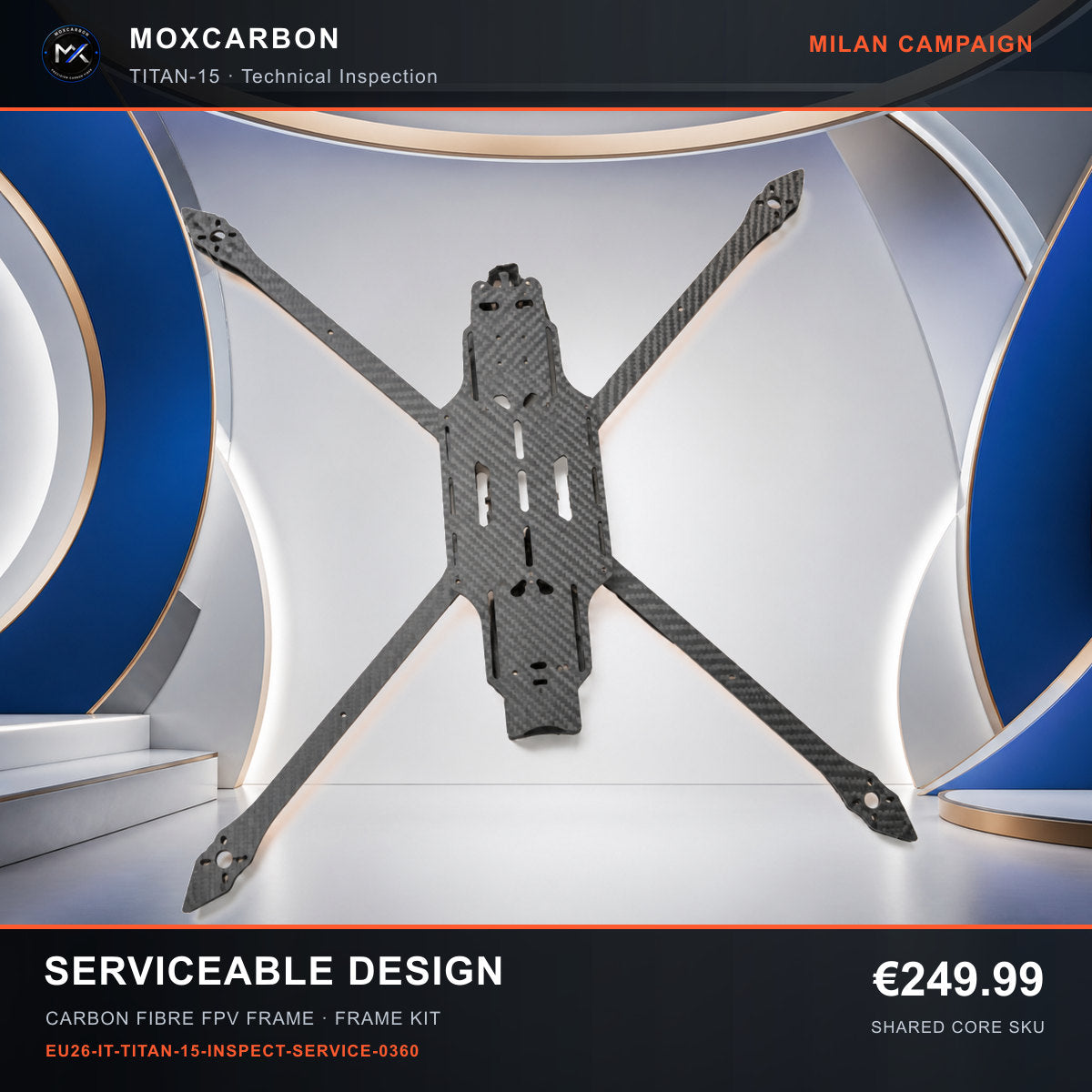 MOX MARK4 Titan GOW 15-Inch Carbon Fibre FPV Frame — Milan Serviceable Design 0360 product image