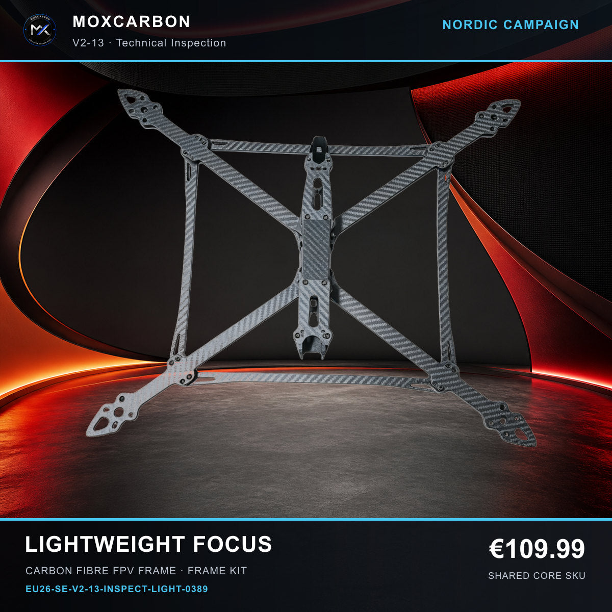 MOX MARK4 V2 13-Inch Carbon Fibre FPV Frame — Nordic Lightweight Focus 0389 product image