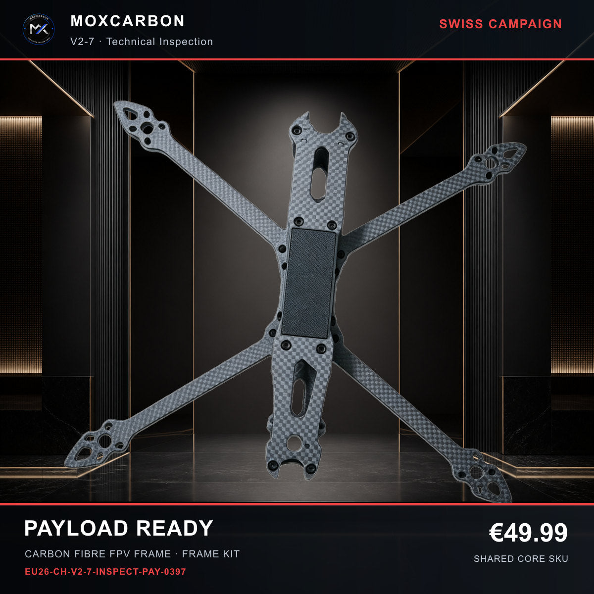 MOX MARK4 V2 7-Inch Carbon Fibre FPV Frame — Swiss Payload Ready 0397 product image