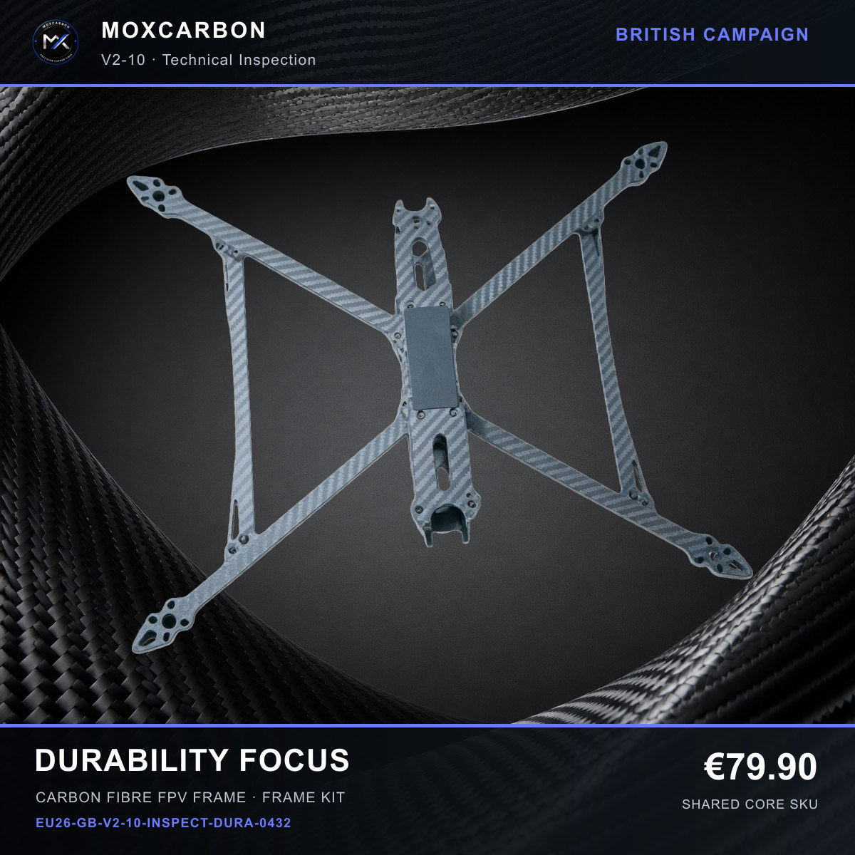MOX MARK4 V2 10-Inch Carbon Fibre FPV Frame — British Durability Focus 0432 product image