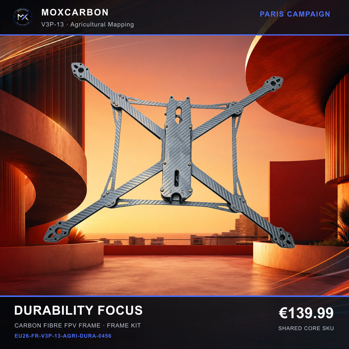 MOX MARK4 V3 Pro 13-Inch Carbon Fibre FPV Frame — Paris Durability Focus 0456 product image