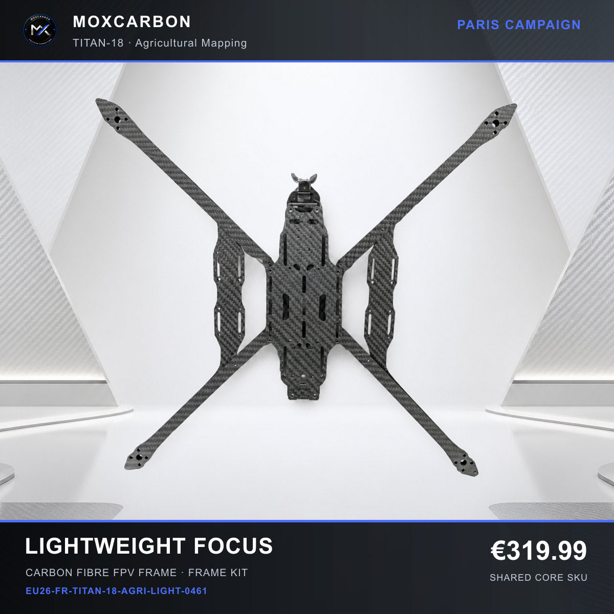 MOX MARK4 Titan GOW 18-Inch Carbon Fibre FPV Frame — Paris Lightweight Focus 0461 product image