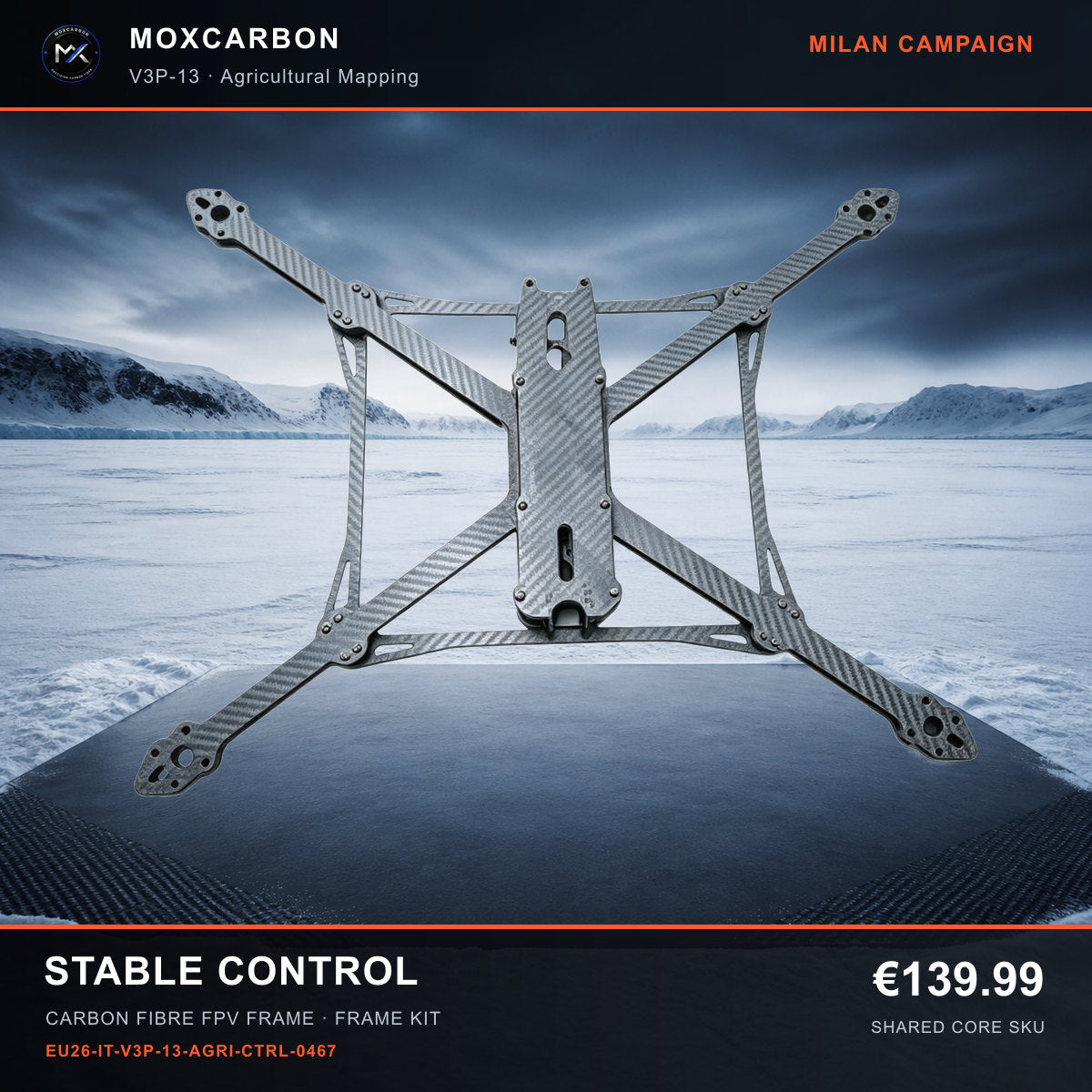 MOX MARK4 V3 Pro 13-Inch Carbon Fibre FPV Frame — Milan Stable Control 0467 product image