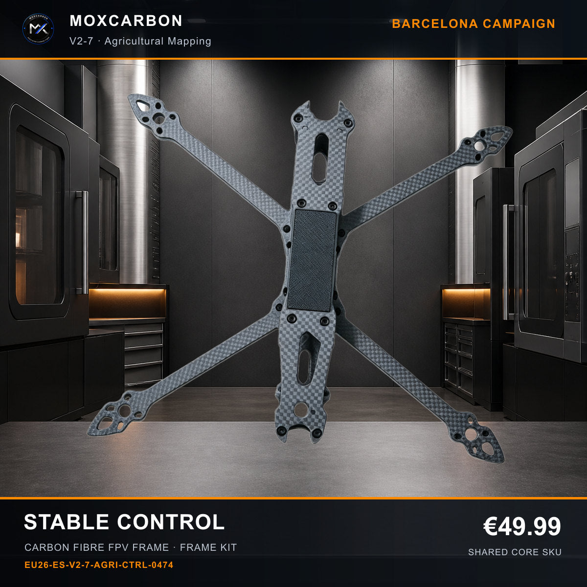 MOX MARK4 V2 7-Inch Carbon Fibre FPV Frame — Barcelona Stable Control 0474 product image