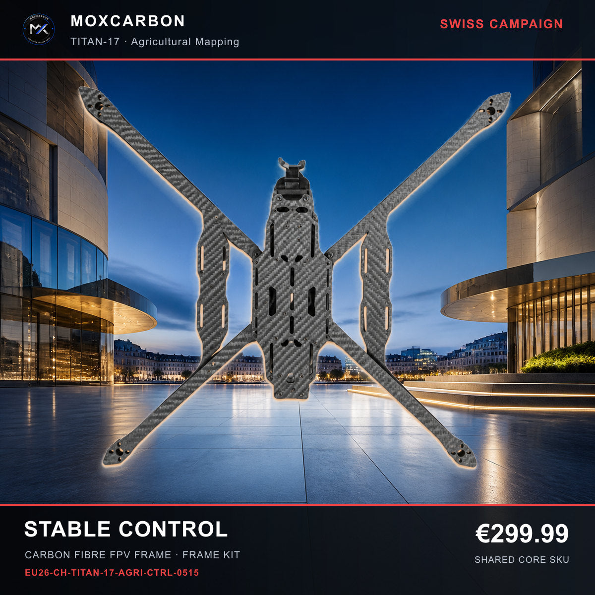 MOX MARK4 Titan GOW 17-Inch Carbon Fibre FPV Frame — Swiss Stable Control 0515 product image