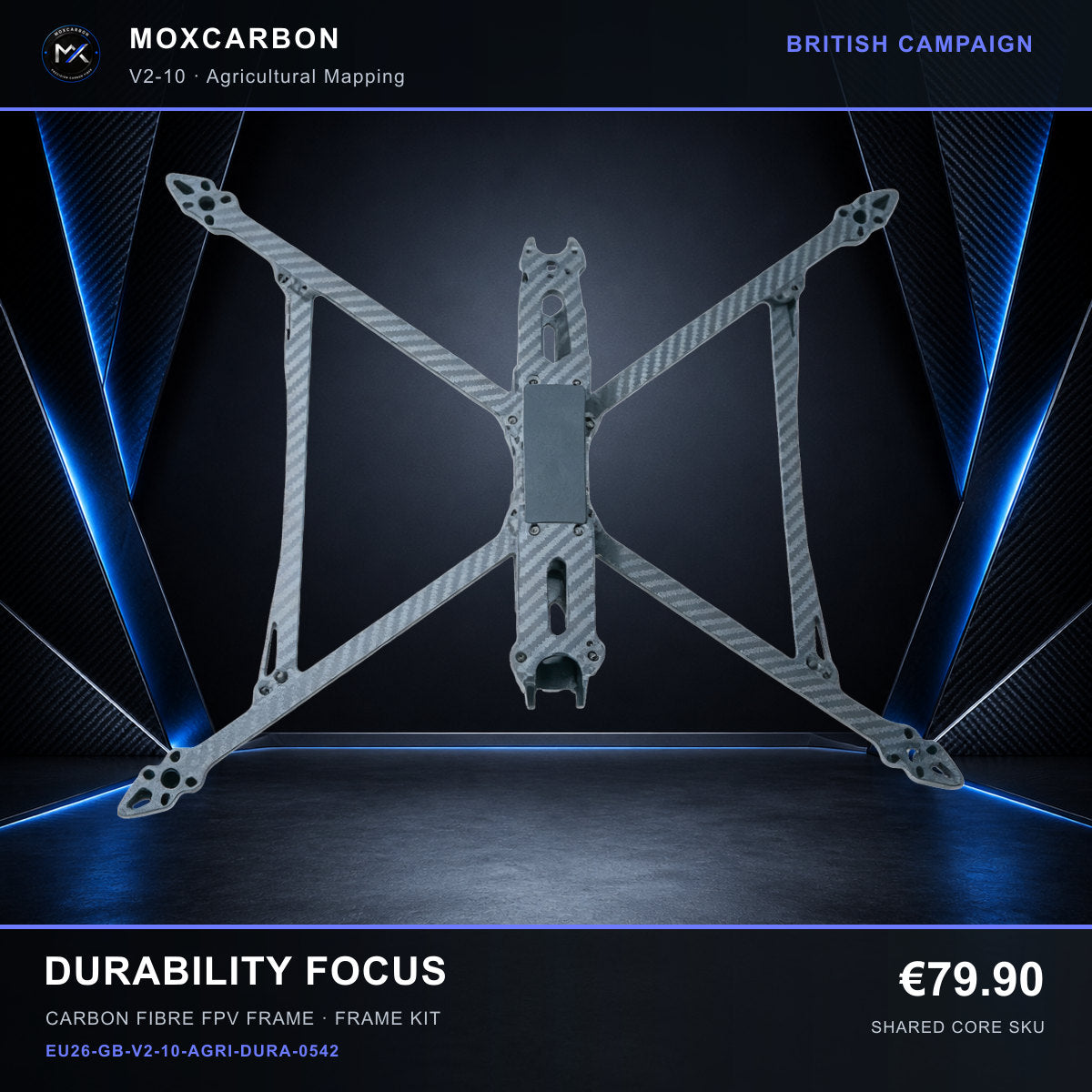 MOX MARK4 V2 10-Inch Carbon Fibre FPV Frame — British Durability Focus 0542 product image