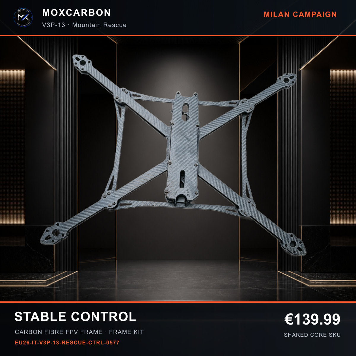 MOX MARK4 V3 Pro 13-Inch Carbon Fibre FPV Frame — Milan Stable Control 0577 product image