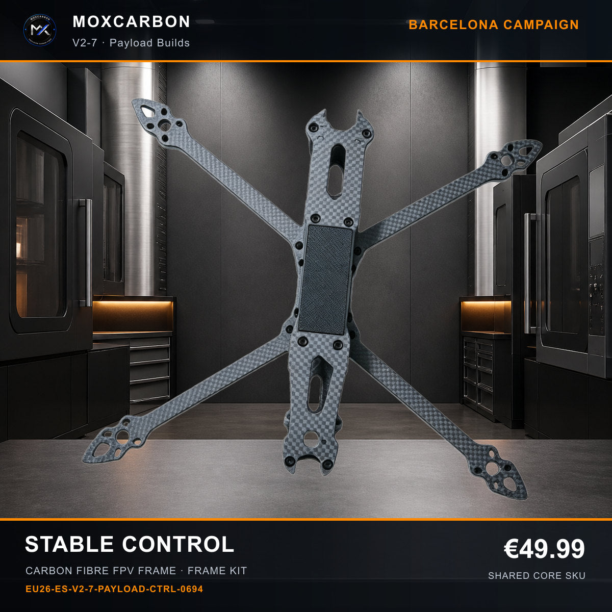MOX MARK4 V2 7-Inch Carbon Fibre FPV Frame — Barcelona Stable Control 0694 product image