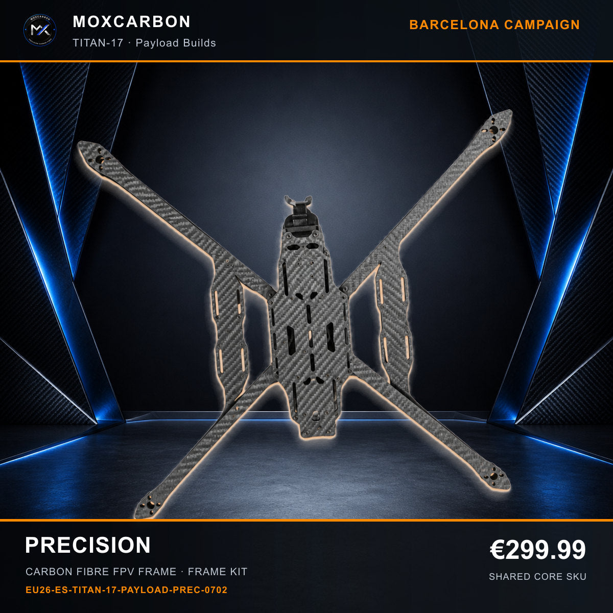 MOX MARK4 Titan GOW 17-Inch Carbon Fibre FPV Frame — Barcelona Precision 0702 product image