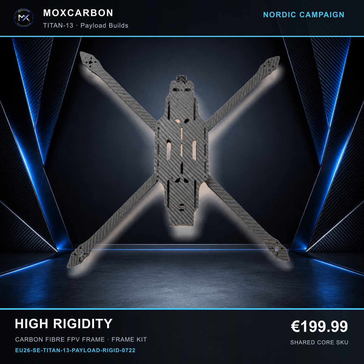 MOX MARK4 Titan GOW 13-Inch Carbon Fibre FPV Frame — Nordic High Rigidity 0722 product image