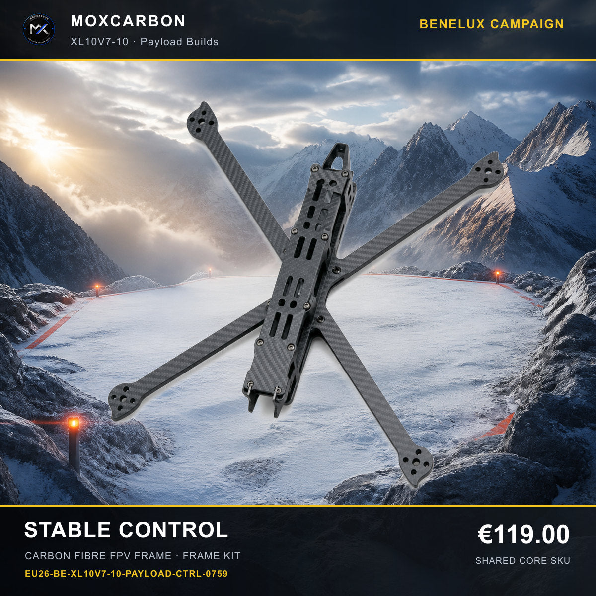 MOX XL10V7 10-Inch Carbon Fibre FPV Frame — Benelux Stable Control 0759 product image