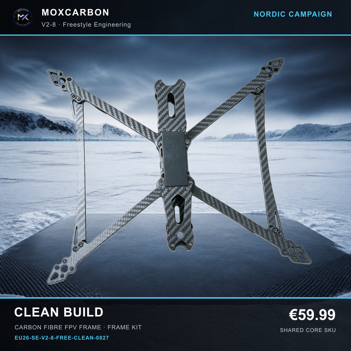 MOX MARK4 V2 8-Inch Carbon Fibre FPV Frame — Nordic Clean Build 0827 product image