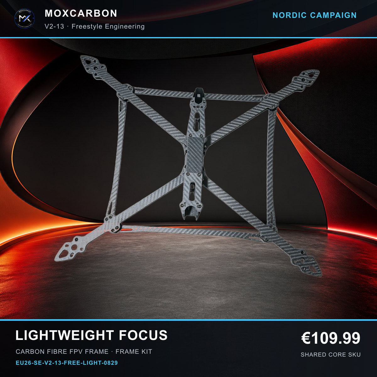 MOX MARK4 V2 13-Inch Carbon Fibre FPV Frame — Nordic Lightweight Focus 0829 product image