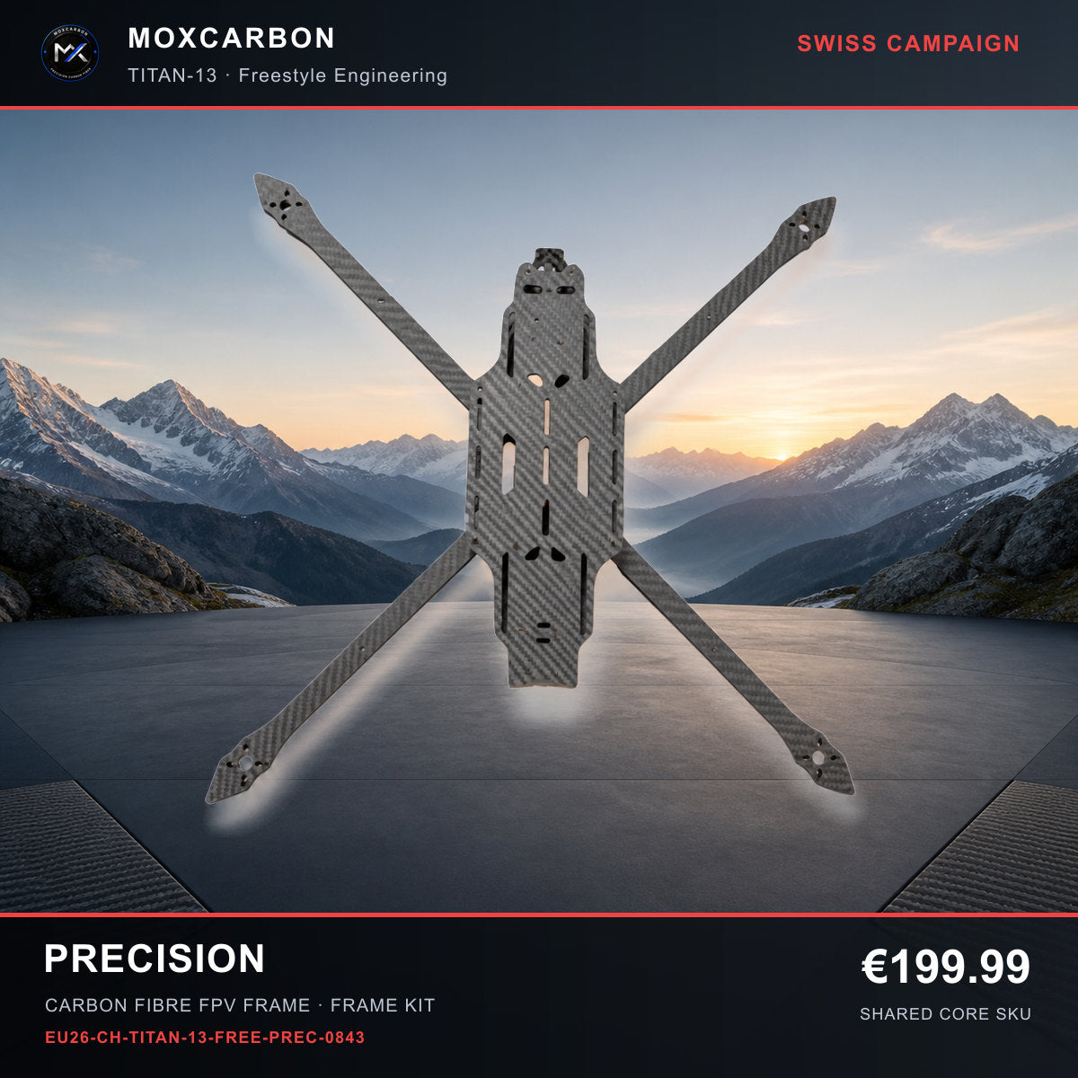 MOX MARK4 Titan GOW 13-Inch Carbon Fibre FPV Frame — Swiss Precision 0843 product image