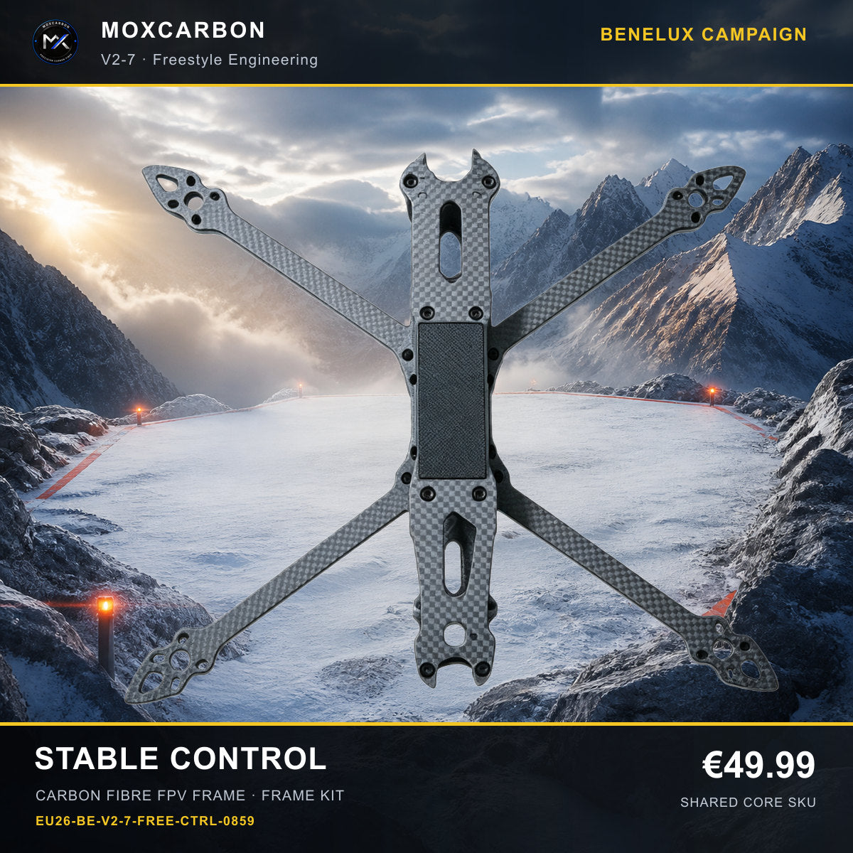 MOX MARK4 V2 7-Inch Carbon Fibre FPV Frame — Benelux Stable Control 0859 product image