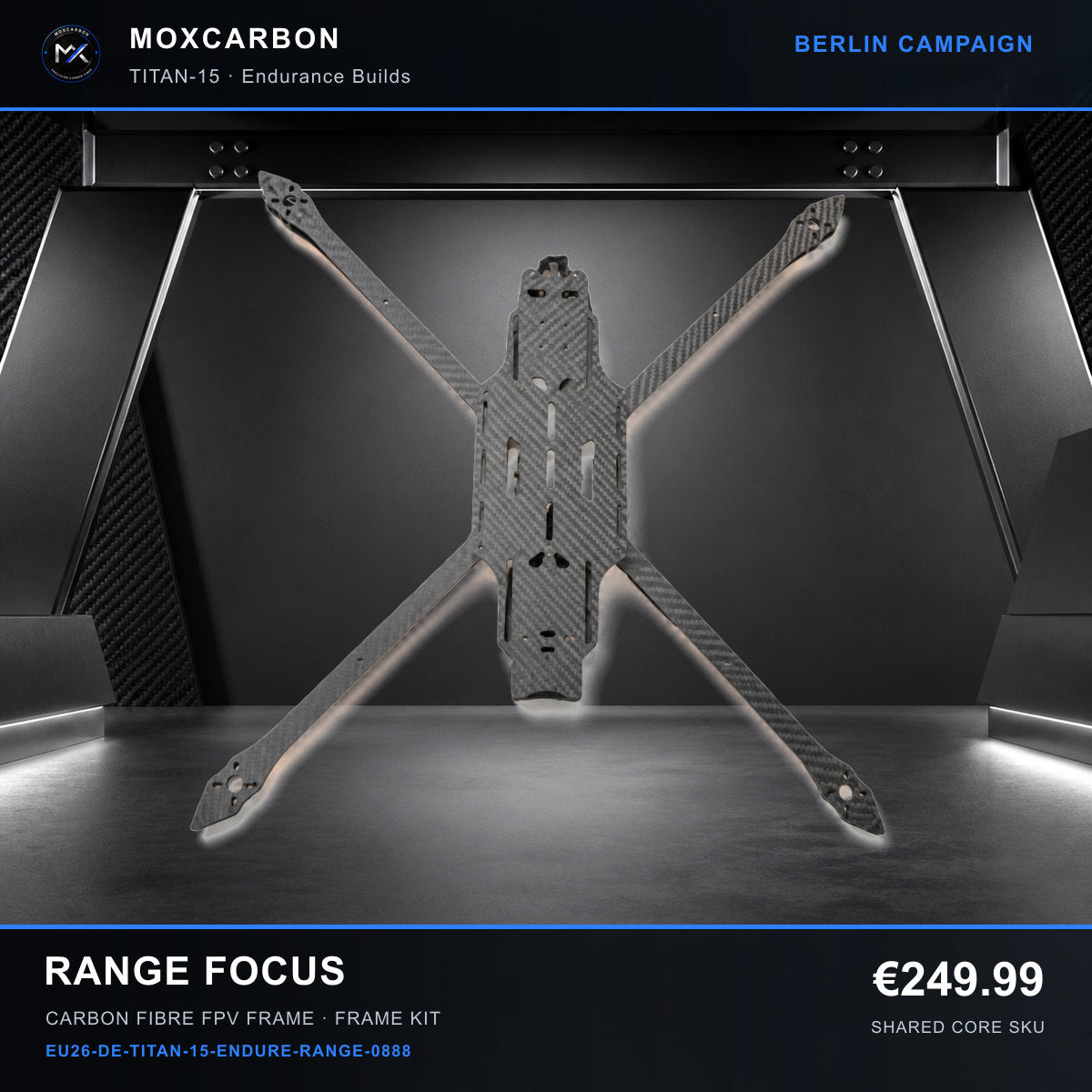 MOX MARK4 Titan GOW 15-Inch Carbon Fibre FPV Frame — Berlin Range Focus 0888 product image