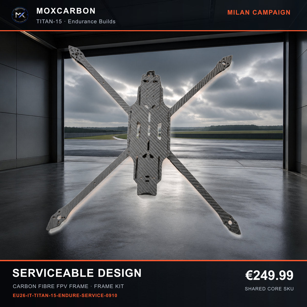 MOX MARK4 Titan GOW 15-Inch Carbon Fibre FPV Frame — Milan Serviceable Design 0910 product image