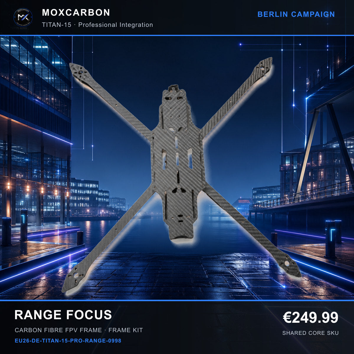 MOX MARK4 Titan GOW 15-Inch Carbon Fibre FPV Frame — Berlin Range Focus 0998 product image
