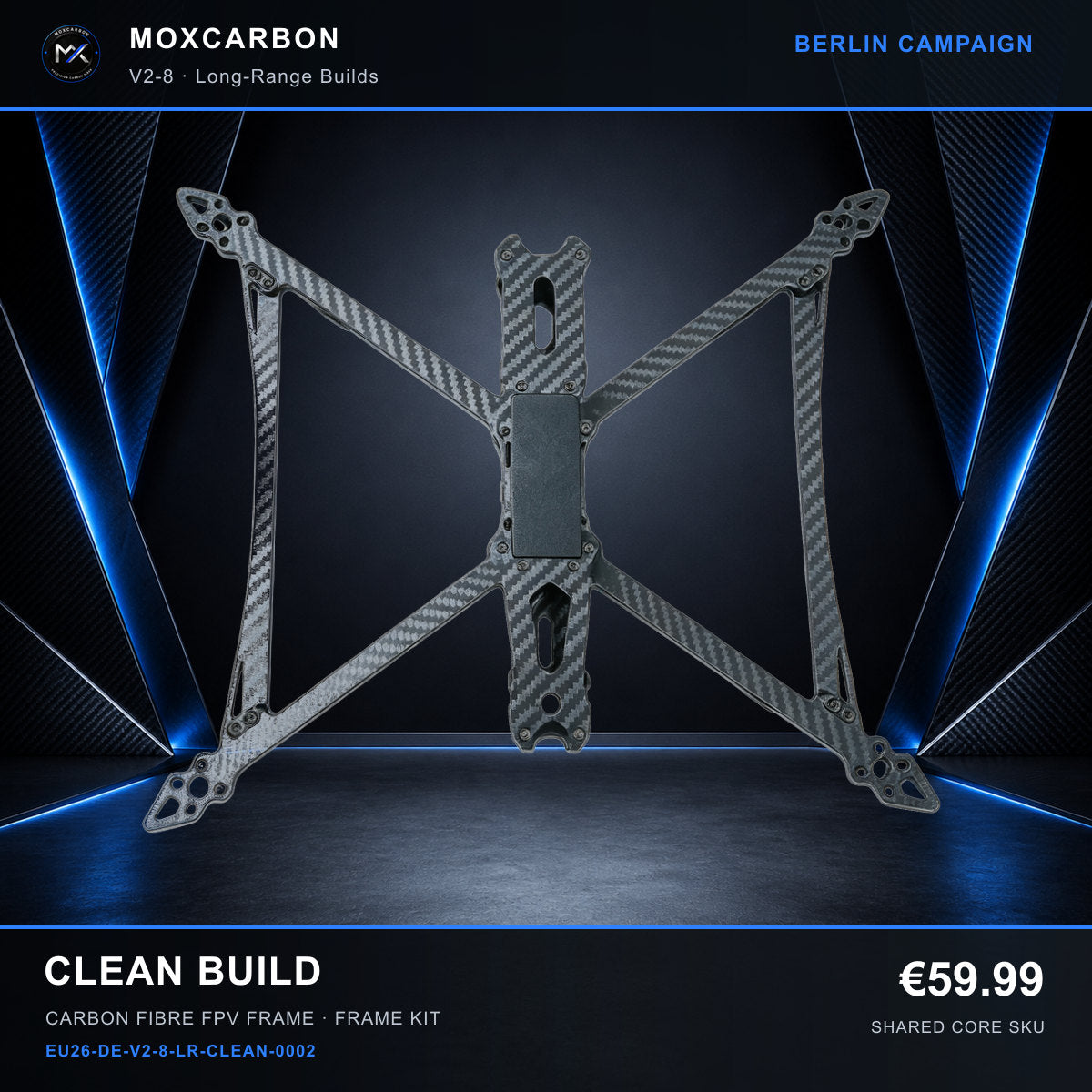 MOX MARK4 V2 8-Inch Carbon Fibre FPV Frame — Berlin Clean Build 0002 product image