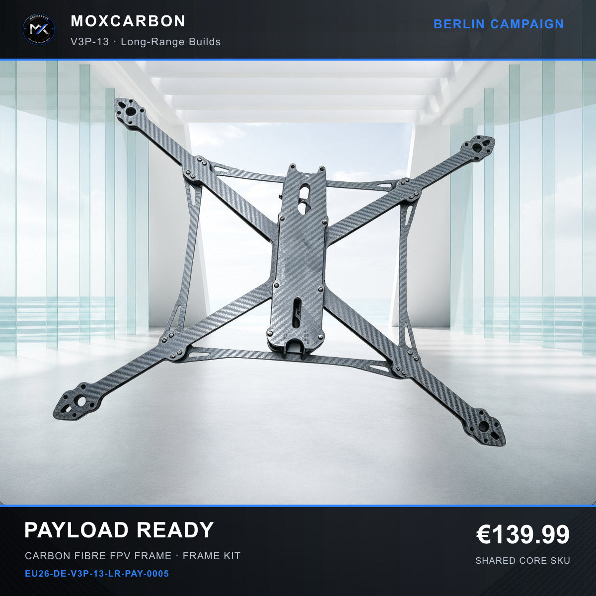 MOX MARK4 V3 Pro 13-Inch Carbon Fibre FPV Frame — Berlin Payload Ready 0005 product image