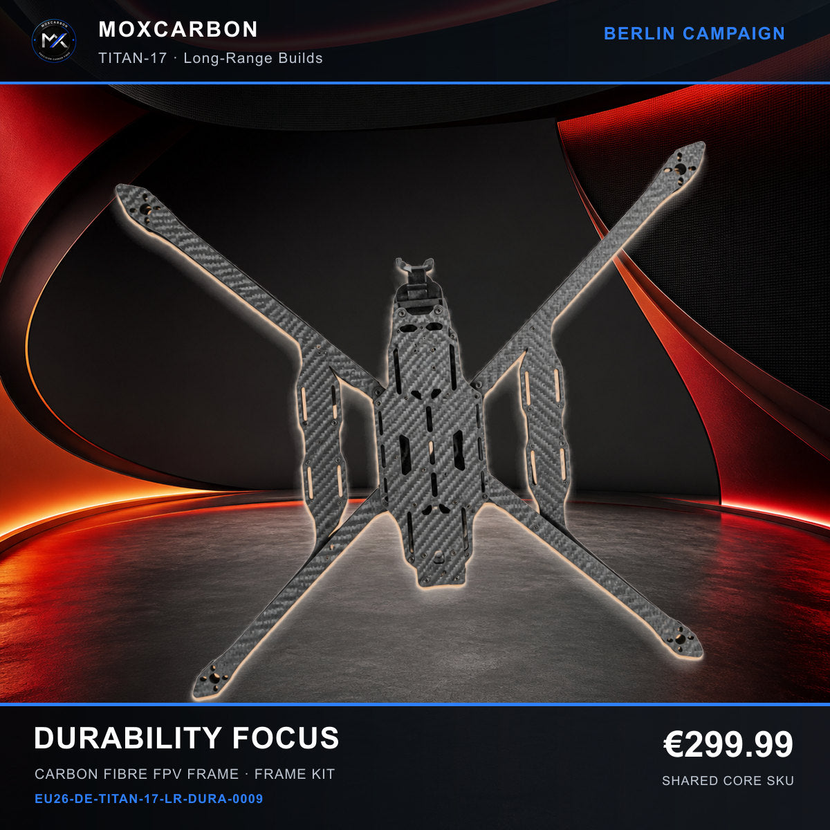 MOX MARK4 Titan GOW 17-Inch Carbon Fibre FPV Frame — Berlin Durability Focus 0009 product image