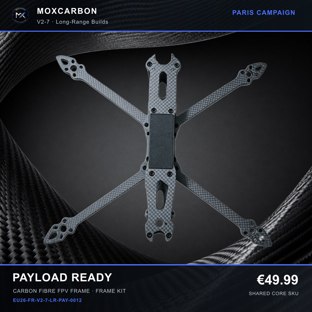 MOX MARK4 V2 7-Inch Carbon Fibre FPV Frame — Paris Payload Ready 0012 product image