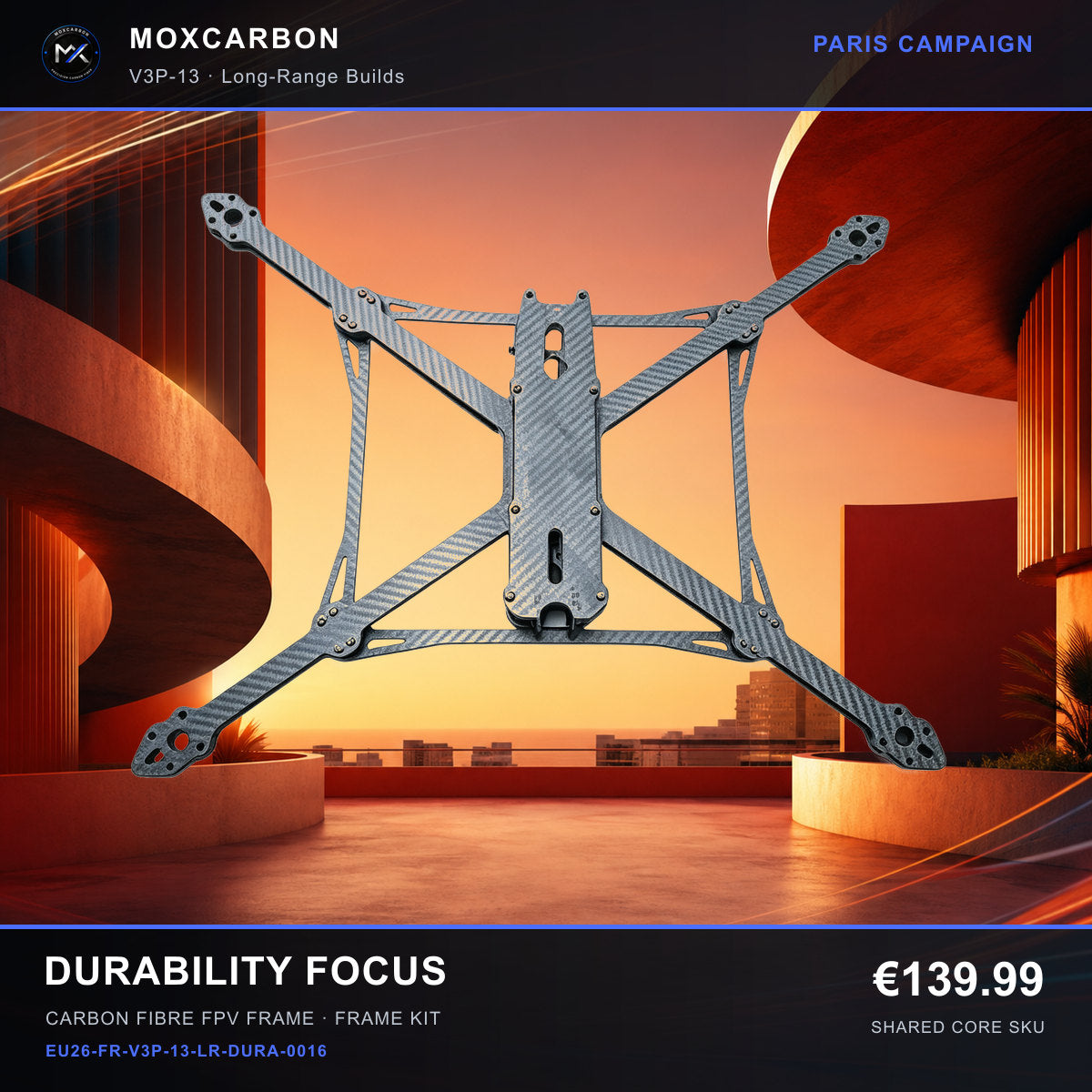 MOX MARK4 V3 Pro 13-Inch Carbon Fibre FPV Frame — Paris Durability Focus 0016 product image
