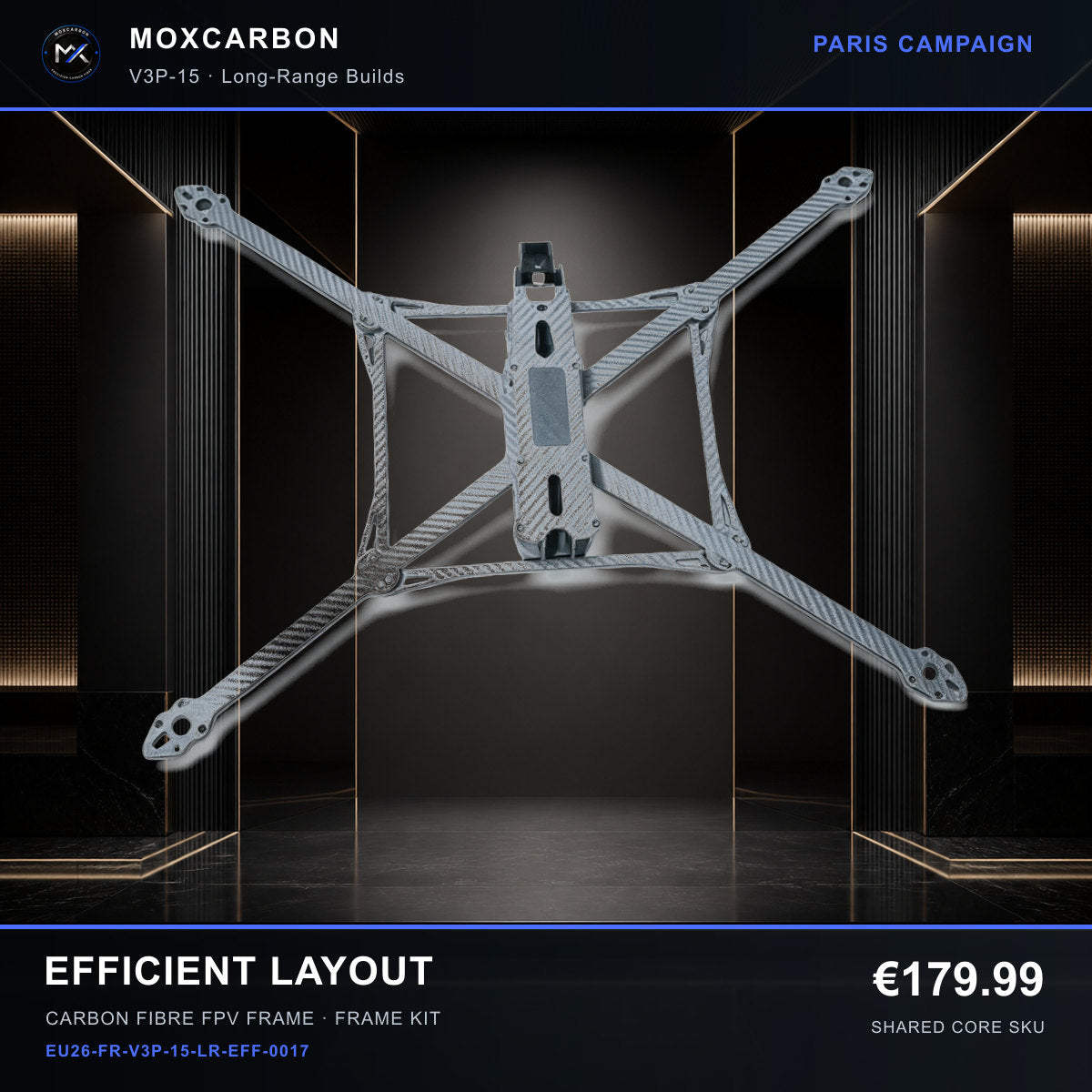 MOX MARK4 V3 Pro 15-Inch Carbon Fibre FPV Frame — Paris Efficient Layout 0017 product image