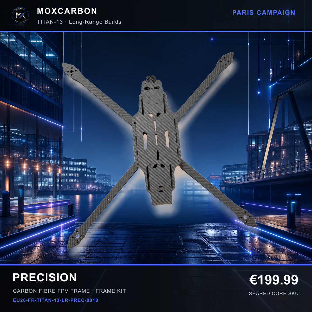 MOX MARK4 Titan GOW 13-Inch Carbon Fibre FPV Frame — Paris Precision 0018 product image