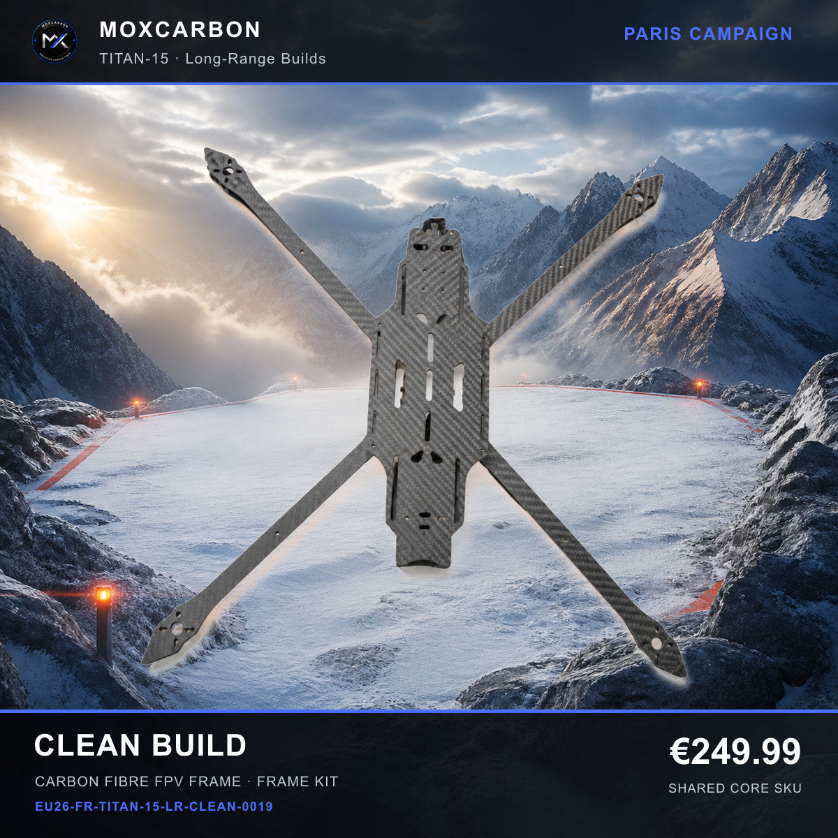 MOX MARK4 Titan GOW 15-Inch Carbon Fibre FPV Frame — Paris Clean Build 0019 product image