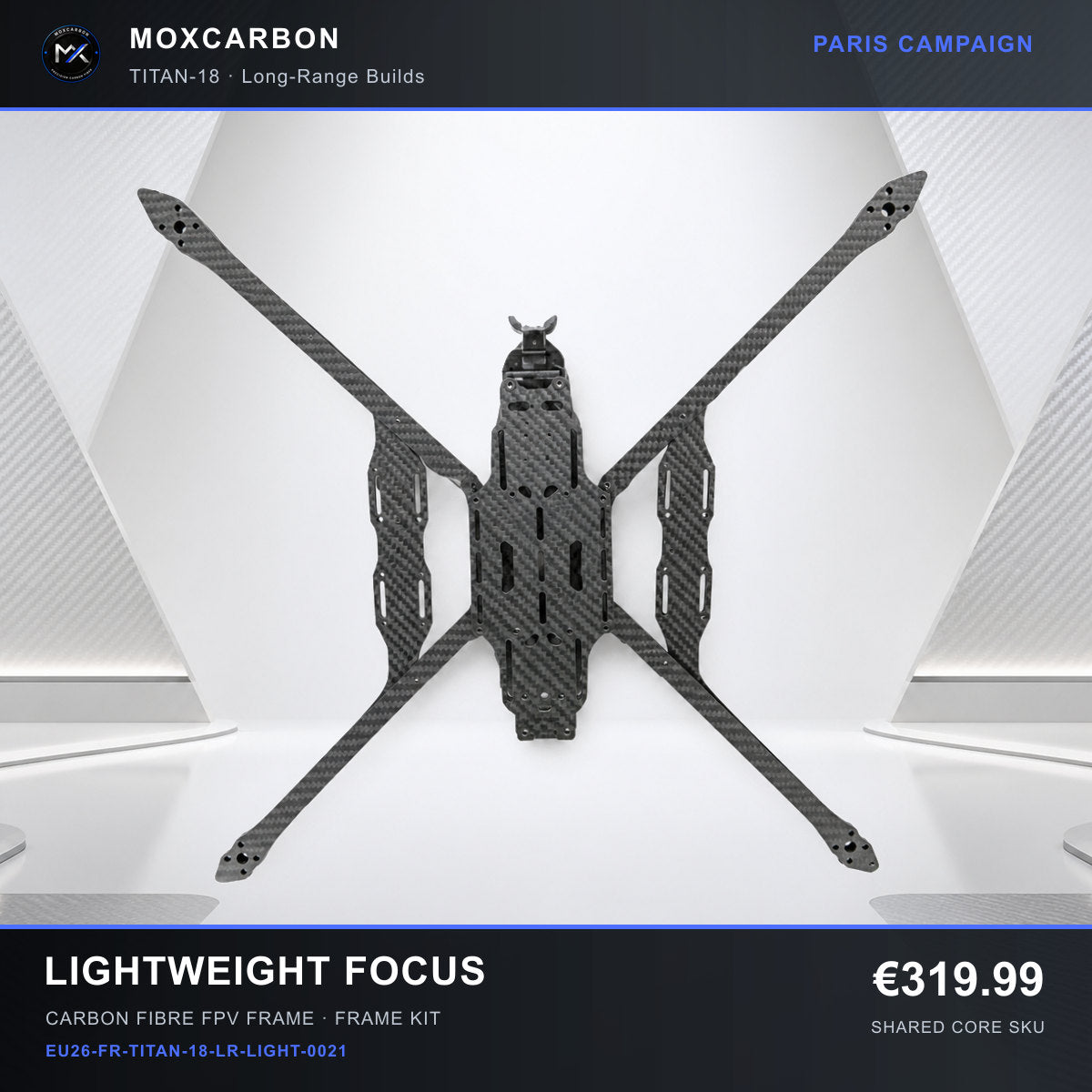 MOX MARK4 Titan GOW 18-Inch Carbon Fibre FPV Frame — Paris Lightweight Focus 0021 product image